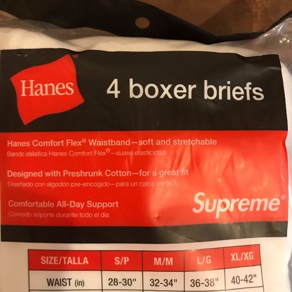 Hanes/Supreme white and red cotton pack of 4 boxer briefs. Size M. NWT - Picture 6 of 6